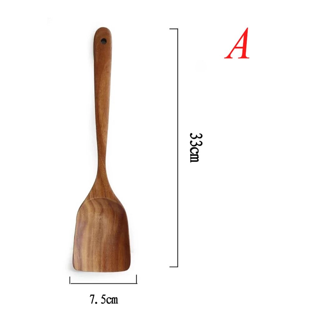 1pc Spoon* Natura Wooden Handmade Tableware Long Handle Cooking Soup Spoon Scoop Spatula Spoon