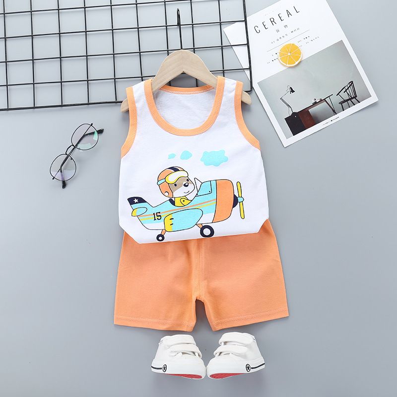 I Love Daddy&Mummy Children's Clothing Set Boys Vest Set Pure Cotton Shorts Sleeve Suit 6-36 Months
