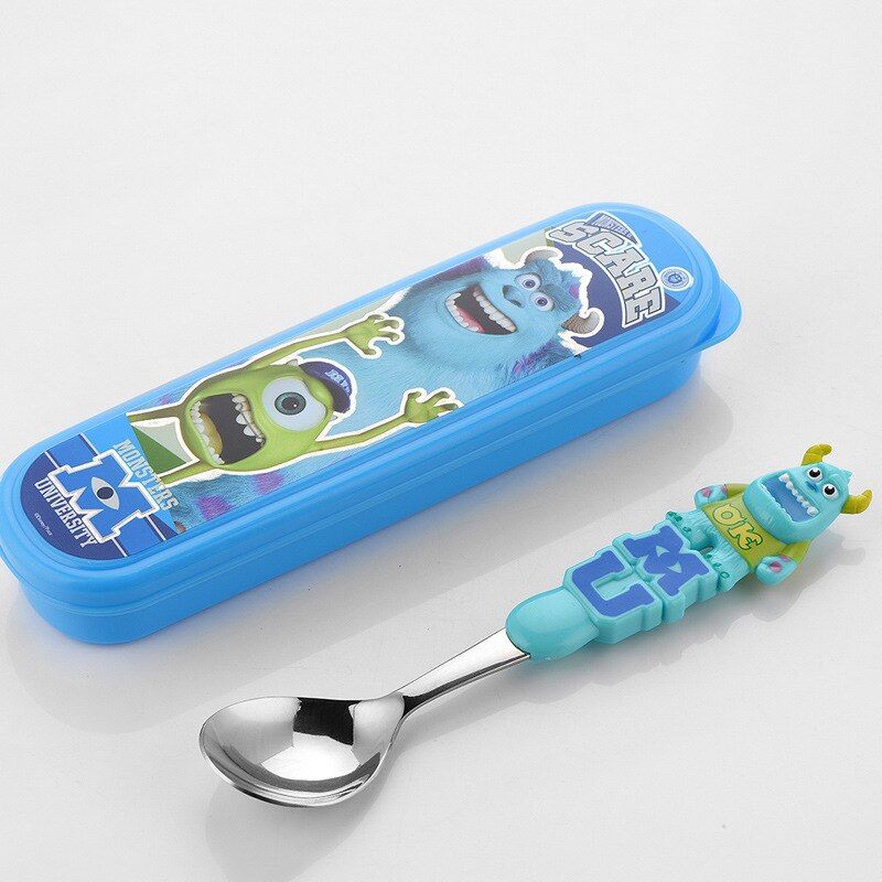Disney Princess Children's Tableware Stainless Steel Baby Spoon Set Portable Learning Spoon Baby Training Spoon