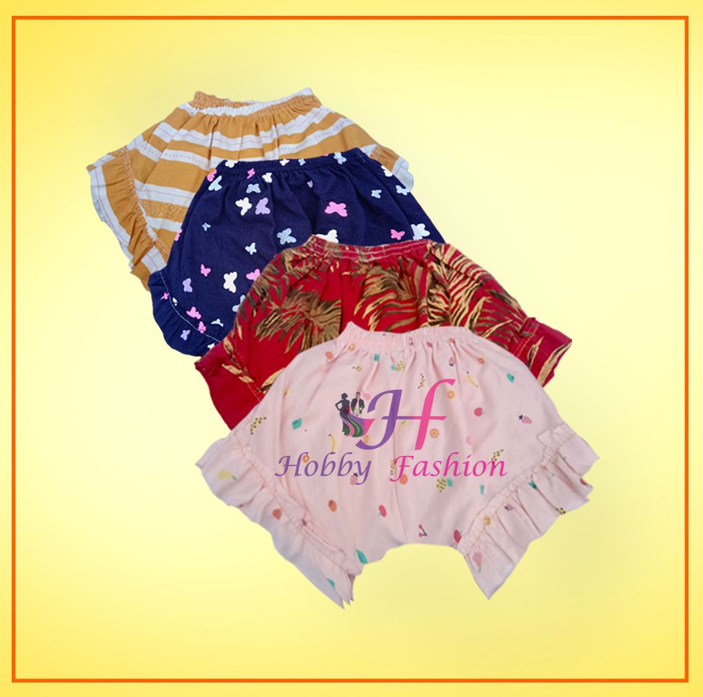 4 Pieces Multi Color Cotton Half Pant for girls  By Any Color