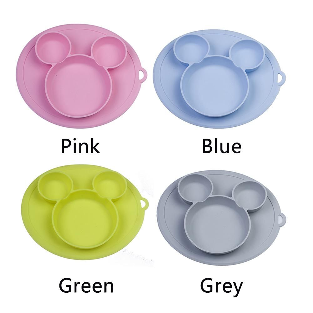 【BestGO】Baby Feeding Solid Safe Silicone Non Slip Tableware Cute Cartoon Training Dining Plate