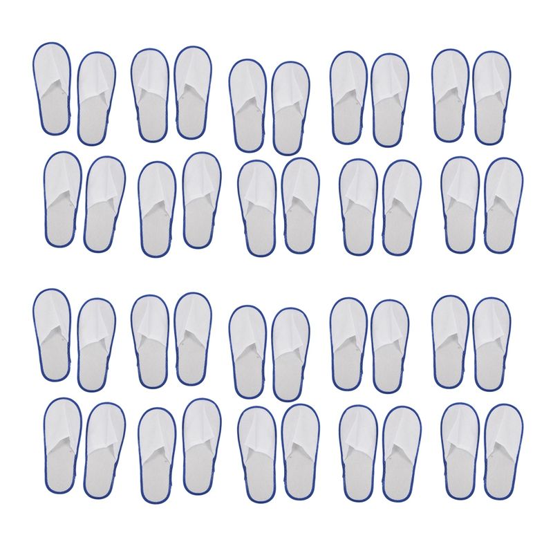 40 Pairs Of White Towelling Hotel Disposable Slippers Terry Spa Guest Shoes Blue
