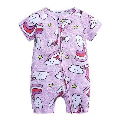 Summer newborn-36M fashion boy and girl romper infant  jumpsuit printed flower short-sleeved jumpsuit cotton Brand Baby clothes