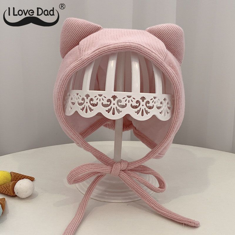 Cartoon Elk Cat Ear Baby Hat Ear Protection Warm Kids Beanie Autumn Winter Solid Color Bonnet
