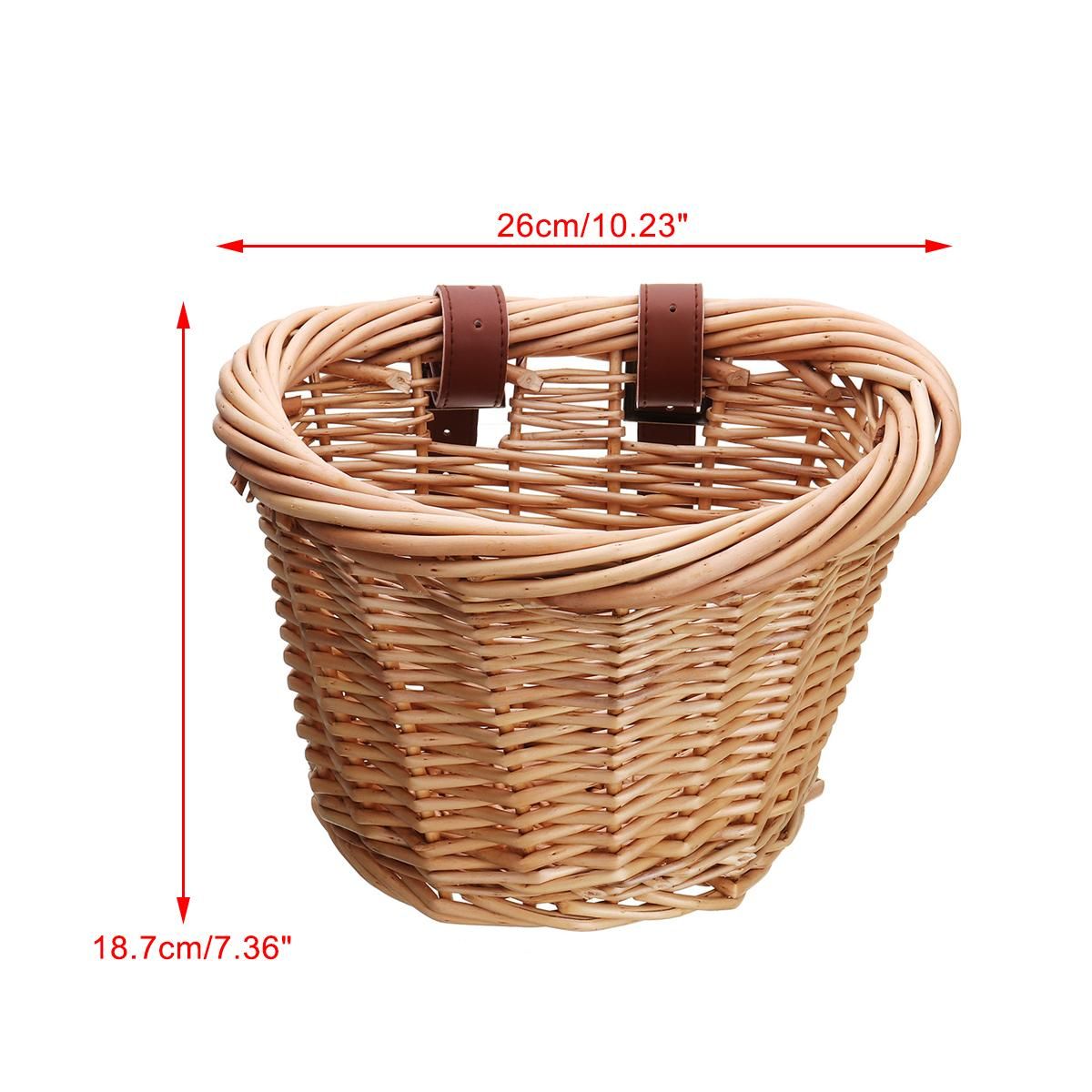 Kids Wicker Bike Bicycle Front Handlebar Basket Shopping With Adjustable Straps