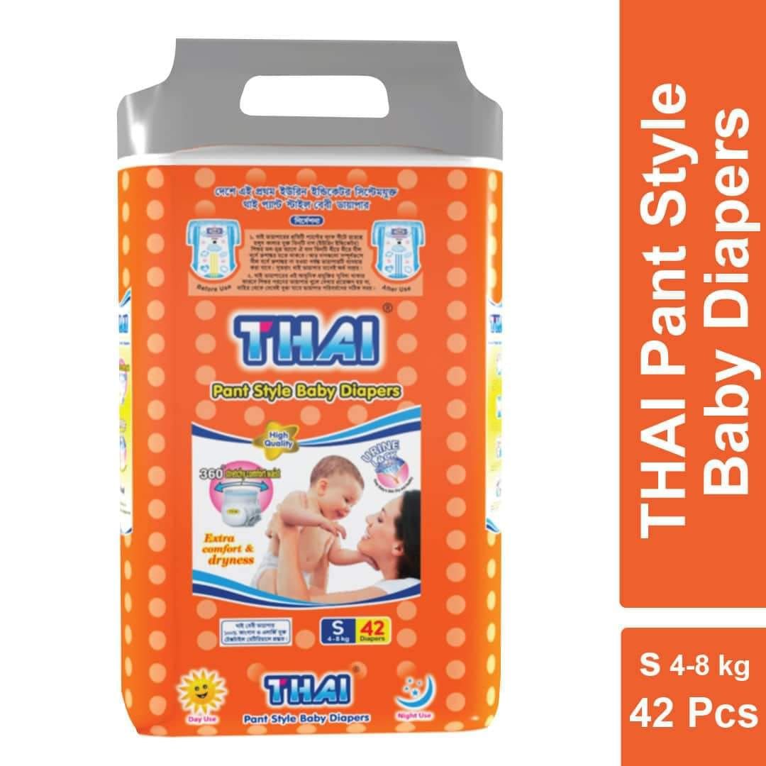 THAI Pant Style Baby Diapers (High Quality, 360° Stretchy Waist, Urine Lock System, Extra Comfort & Dryness)