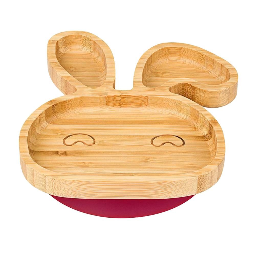 Bamboo Home Food High Temperature Resistant Bunny Shape Feeding Children Fruit Insulation Anti Scalding Toddler Suction Plate