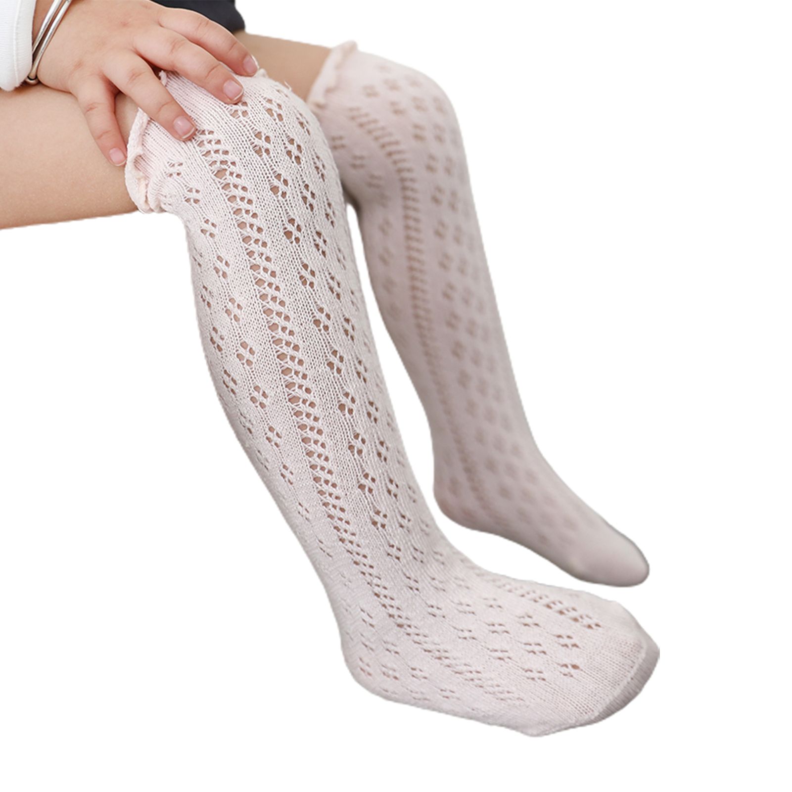 Leg Warmer Fade-less Baby Girl Long Stockings with Hollow Design