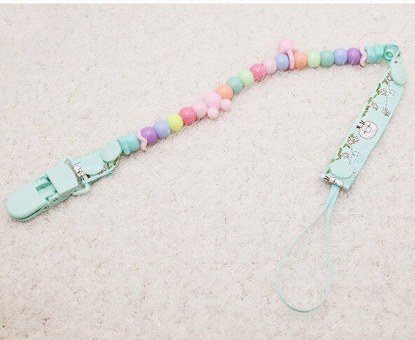 2020 Baby Pacifier Clip Chain Infant Nipple Holder Wooden Beaded Crystal Nipple Leash Strap Metal Pacifier Clips Soother Chain