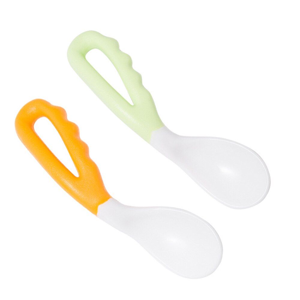 1/2pcs Baby Curved Spoon Baby Eating Training Spoon Toddler Elbow Spoon Tool Children Flatware Baby Learning Eating Spoons