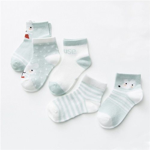lawadka 5Pairs/pack Baby Boy Socks Newborn Cotton Baby Girl Socks Summer Mesh Thin Baby Socks for Girls Cartoon Infant Things