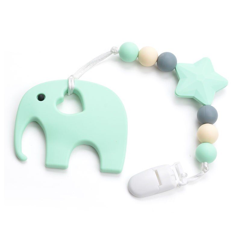 LOFCA Baby Teether Animal Biscuit Ice Cream Pacifier Clips Chain Food Grade silicone Baby Teething Toys BPA-Free Chew Beads