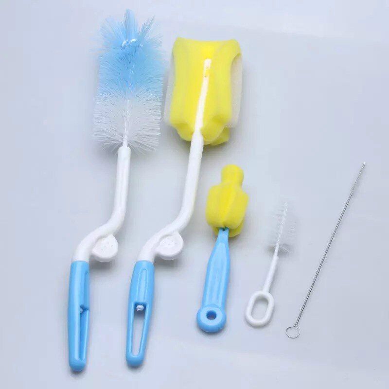 Baby bottle brush set of 5 sponge cleaning brush can rotate baby bottle cleaning brush cleaning supplies