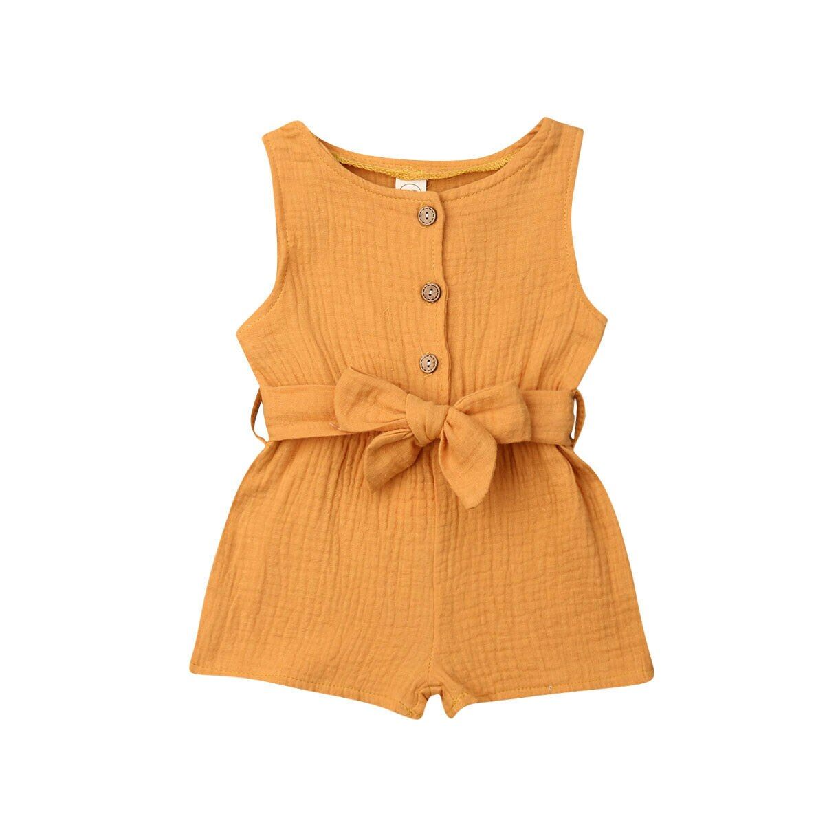 Summer Baby Girl Solid Romper Girls Sleeveless Rompers Newborn Jumpsuit Girl Playsuit with Belt Clothes Kids Outfit