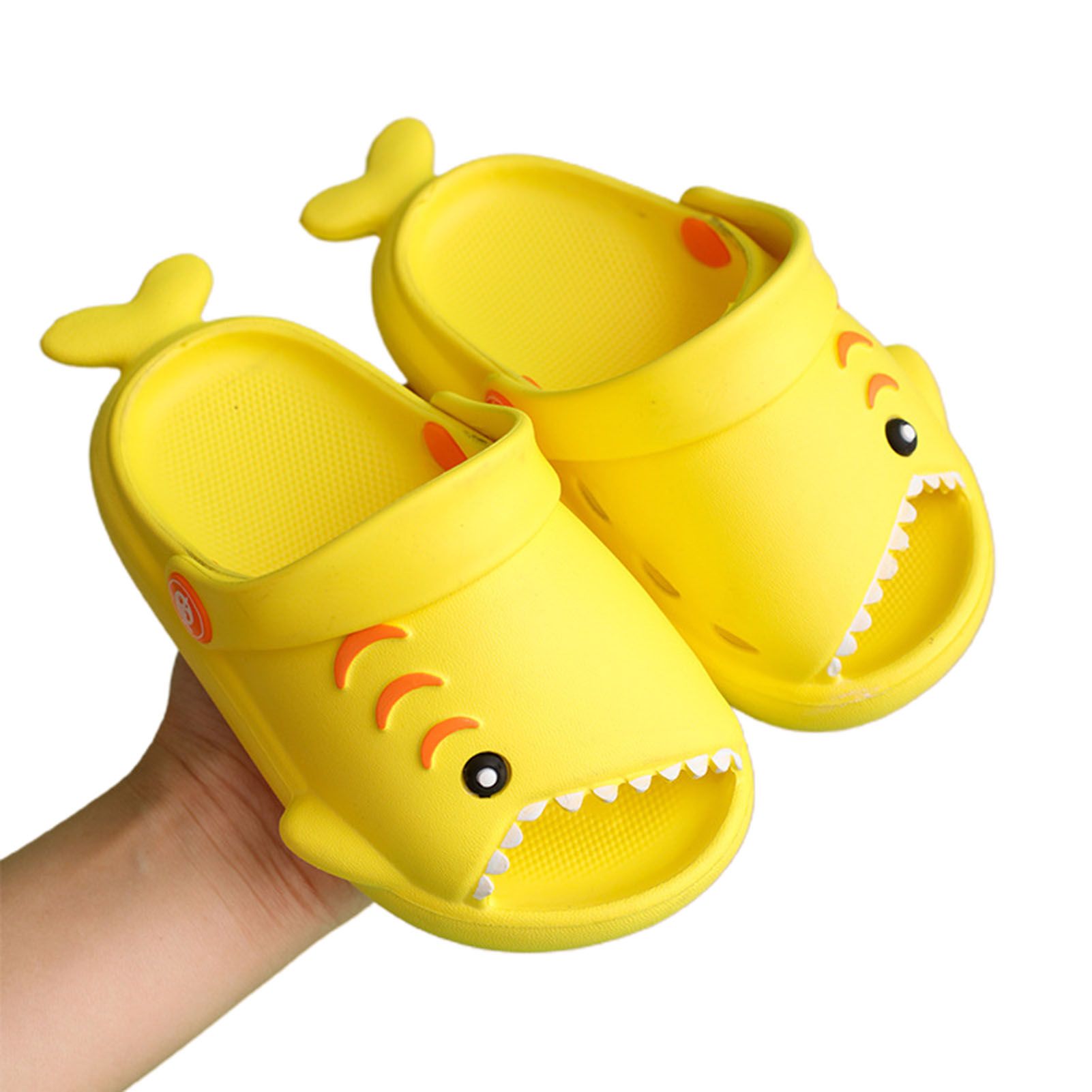 1 Pair Beach Slippers Cartoon Shark Design Non-slip EVA Quick Dry Slippers for Kids