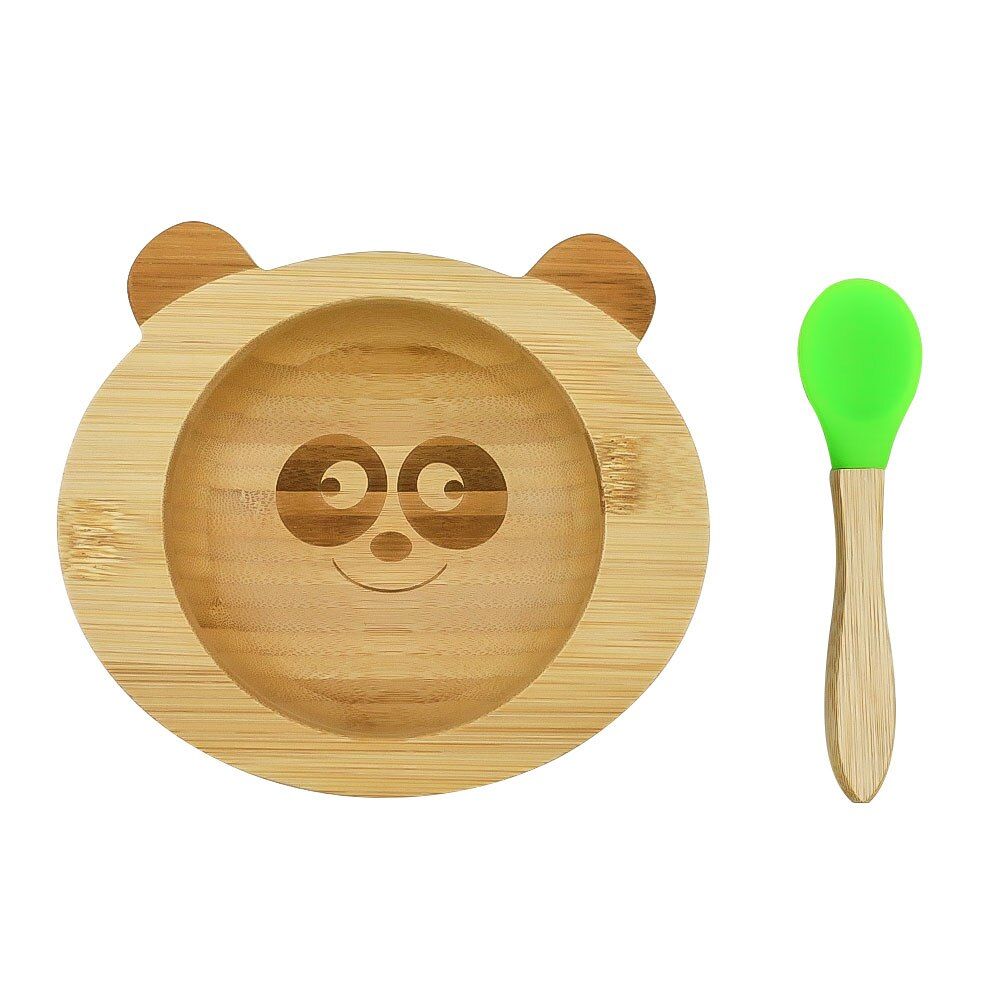 Good quality Organic Bamboo Bowl Gift Set Baby Animal Shape with Stay Put No Spill Suction Base and Spoon (Panda)