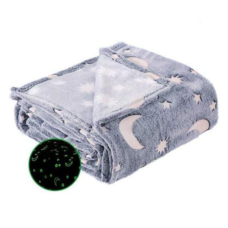 Magic Glow In TDark Blanket,Star Moon Blanket,Plush Blanket,Soft Fuzzy Fluffy Blanket Female Soft plush warm Home Textile 1pc