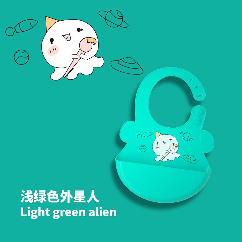 Baby Bibs with Food Catcher Waterproof Silicone Feeding Bib for Boy Girl Toddler Cartoon Aprons Adjustable Burp Cloths Saliva Towel Gift