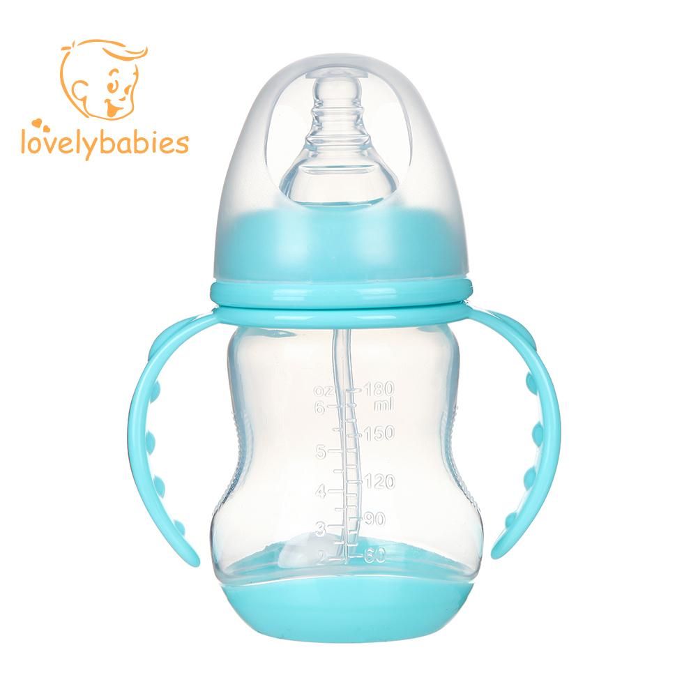 【BestGO】180ml Wide Mouth Feeding Bottle Silicone Baby Water Drinking Nursing Bottle