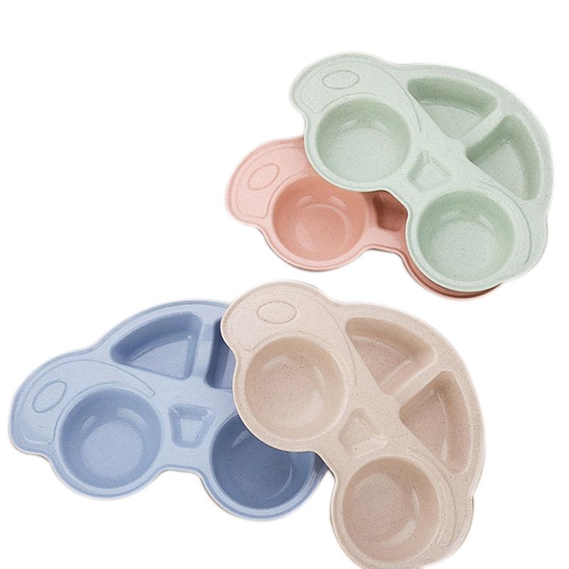 Children's Plate Tableware Cute Cartoon Car-Shaped Household Baby Anti-Fall Split Grid Rice Bowl Food Supplement Box