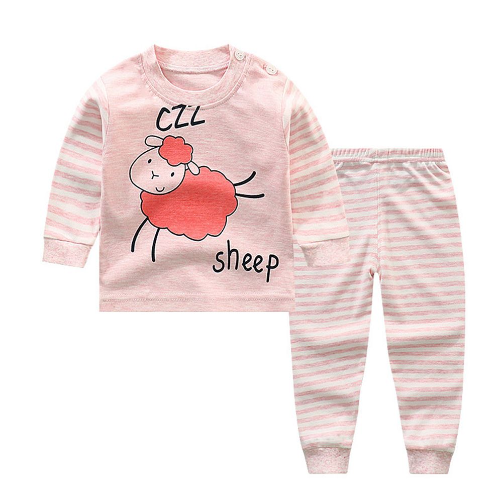 2pcs/set Little Boys Girls Cotton Pajamas  Sets Sleepwear Underwear Set Long Sleeve Suit