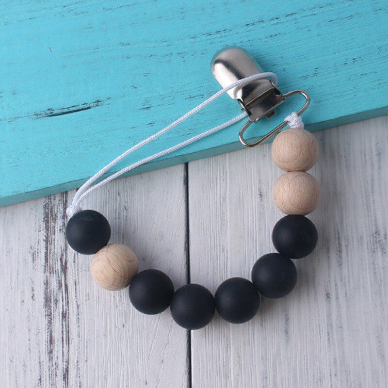 Baby Teether Eco-friendly Pacifier Clips Holder Chain Handmade Silicone Pacifier Chains Safe Teething Chain