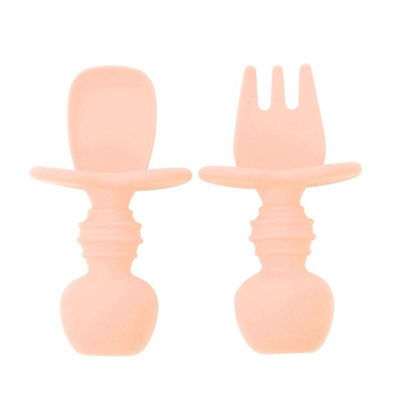2Pcs/Set Baby Silicone Spoon Fork Eco-Friendly Infant Kids Training Feeding Food Tableware Utensils