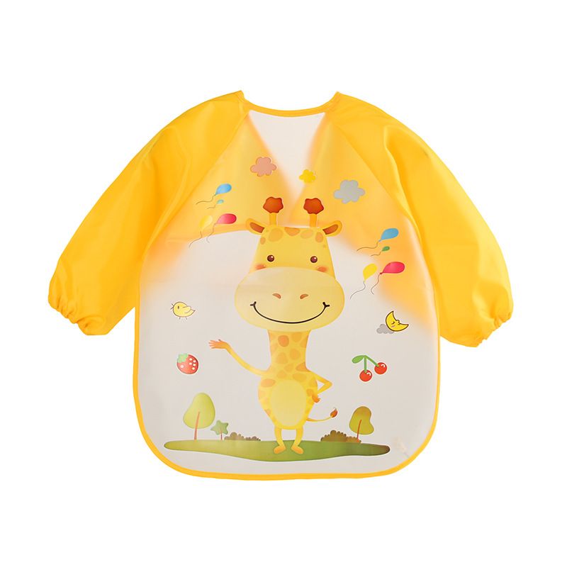 Cartoon Prints Children Apron Waterproof Long Sleeve kids Bibs