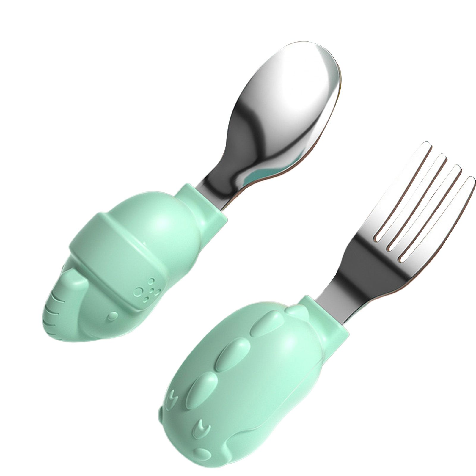Baby Tableware Ball Handle Baby Tableware Stainless Steel Short Handle Spoon Fork Set for Dining