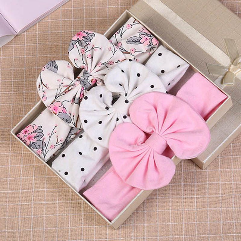 3 Pcs/Set Bowknot Baby Headband Floral Print Dot Bows Kids Turban Hair Accessories