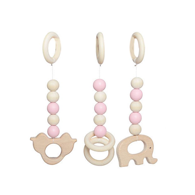 3Pcs Baby Play Gym Toys Wood Ring Baby Play Gym Baby RattlesBaby Shower Gift