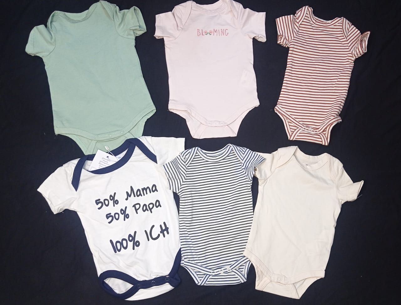 6 Pcs Assorted Half Sleeve and Long Sleeve Baby Romper