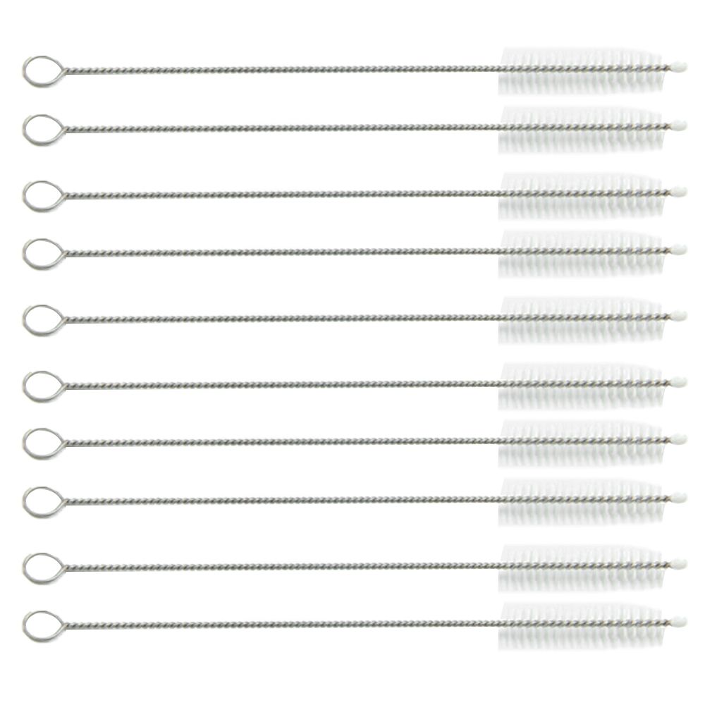 10Pcs Stainless Steel Nylon Cleaning Brush Tool for Baby Feeding Bottle Pipe
