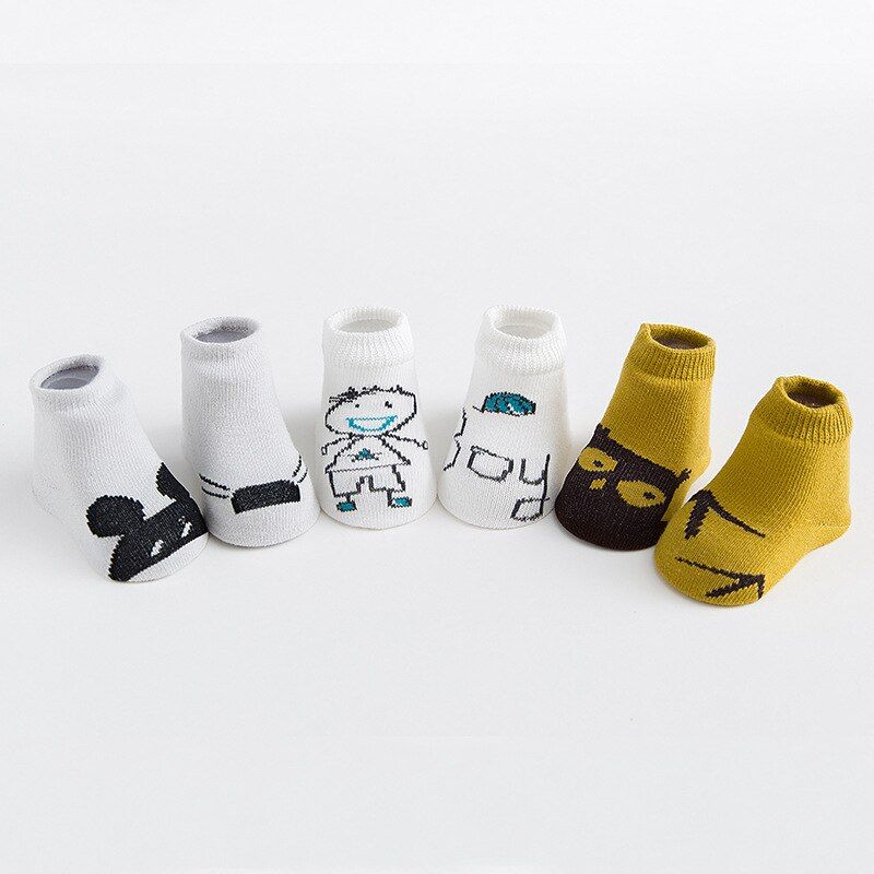 AiKway 3 Pairs /Lot Super Value Combination! Baby Socks Cartoon Cotton Non-slip Socks Soft Newborn Boy Girl Infant toddler socks