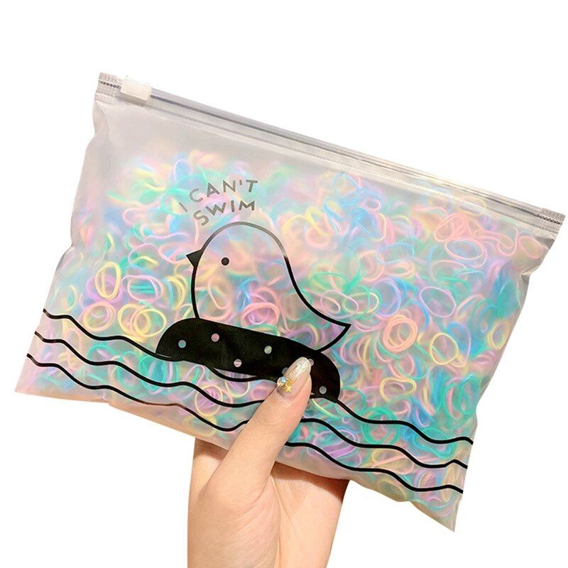 1000Pcs Girls Disposable Rubber Band Hair Rope Headdress Head Rope Female Student Cute Hair Ring Tie Head Rubber