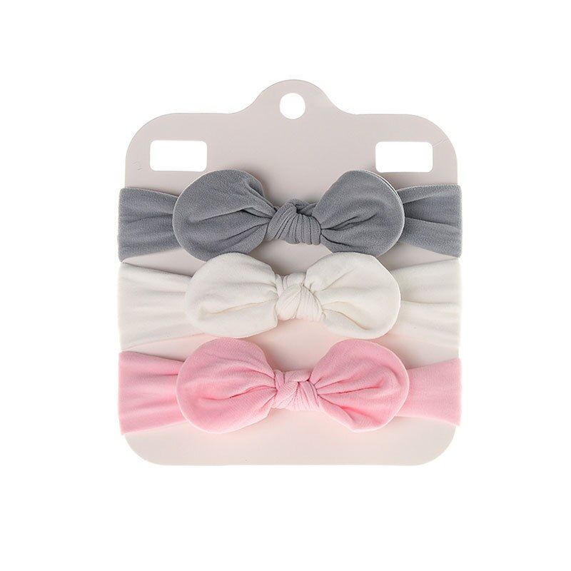 3Pcs/Set Cute Bow Baby Headband Solid Color Rabbit Ear Toddler Girls Hair Bands Soft Elastic Kids Headwear Baby Hair Accessories
