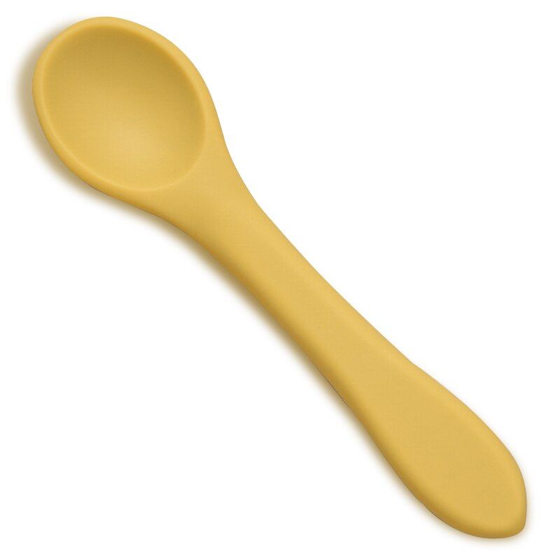 FDA Certified Baby Silicone Feeding Spoon Portable Tea Spoon For Kids Boys Girlsd Soild Color Food Spoon Toddler Flatware