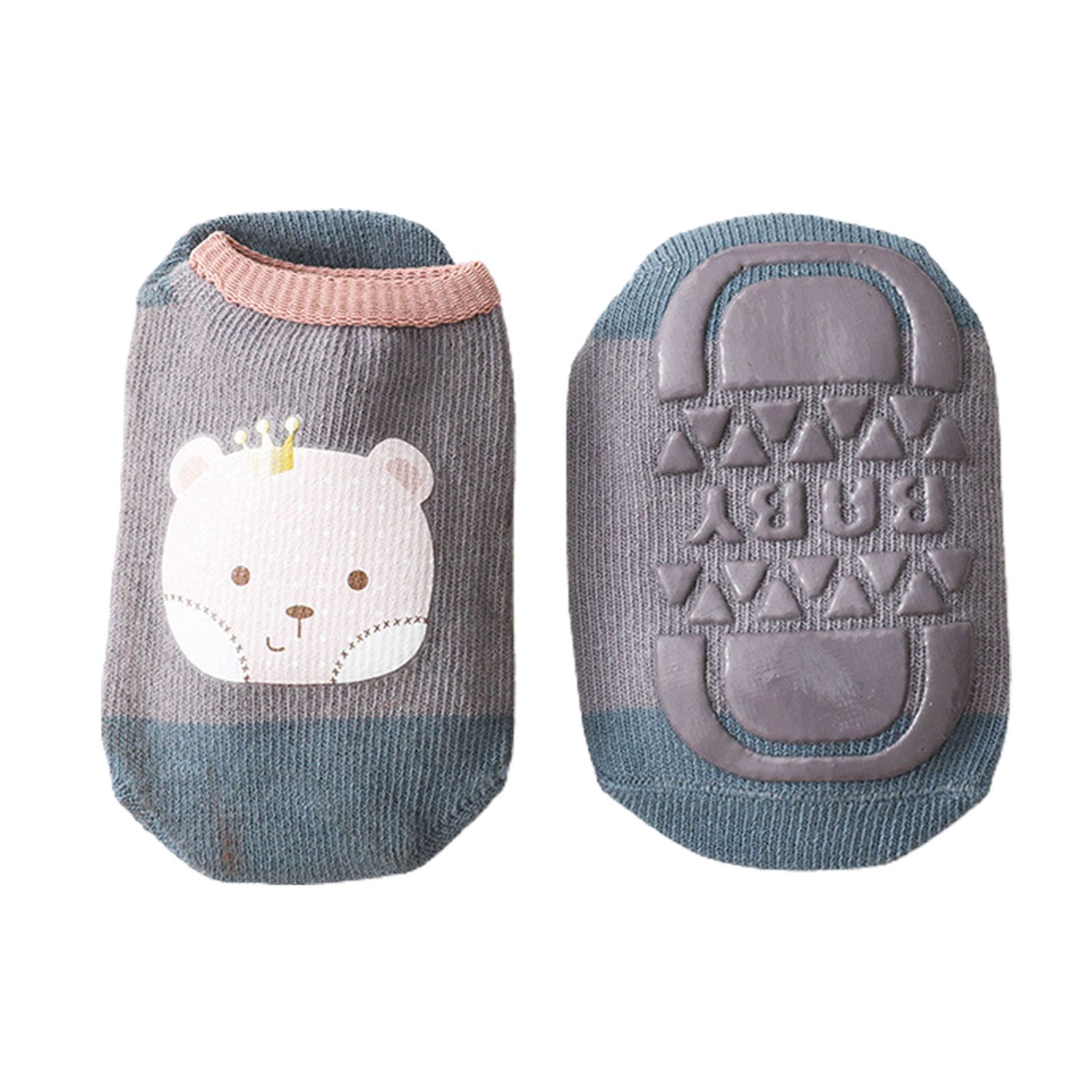1 Pair Baby Socks Cartoon Print Non-slip High Stretch Toddlers Floor Socks for Household