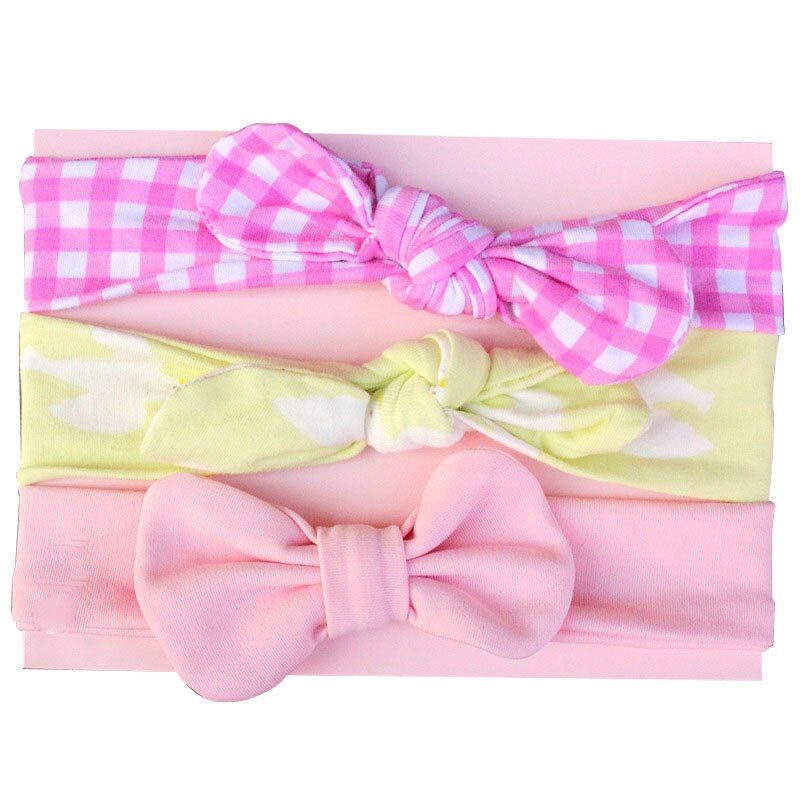 3pcs Elastic Baby Headband Set Hair Accessories For Girls Soft Cotton Flower Bowknot Kids Hair Band Headwear New Year Gift