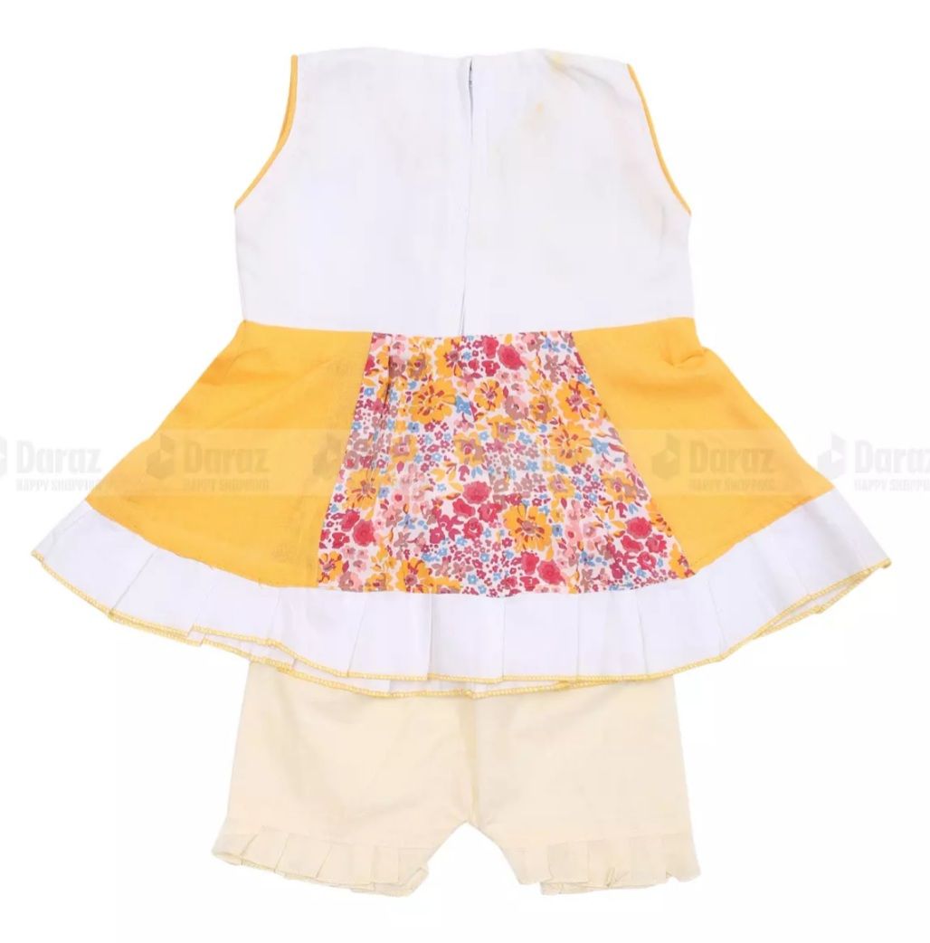 (0 Size To 9 Month) Newborn Baby Girl Soft Cotton Fabric Summer Time Sleeveless  Stylish Modern Party Frock Type Dress With Panty - বাচ্চাদের জামা