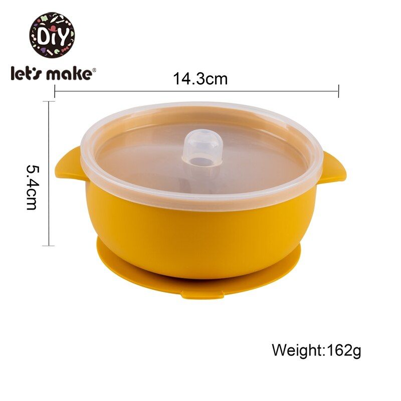 Let'S Make 1PC Silicone Baby Feeding Bowl Double Ears Waterproof Non-Slip Feedings Silicone Bowl Tableware Baby Plate