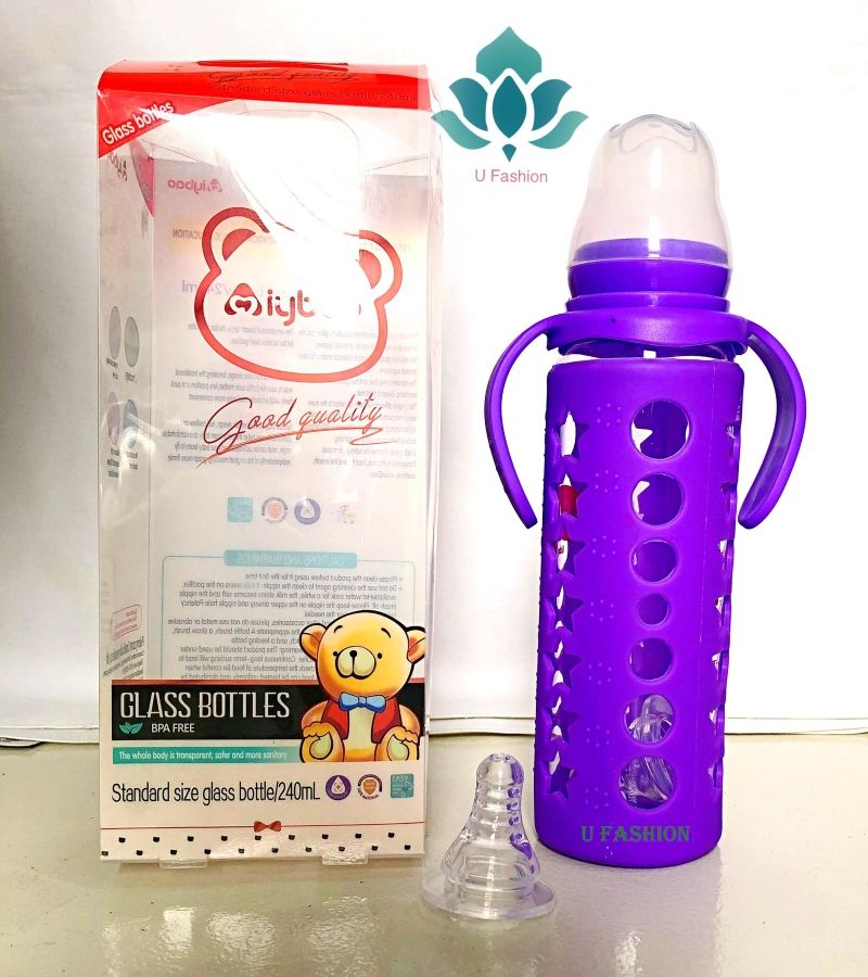 IYBAO Glass Bottle Baby Feeder With Silicon Cover-240ml.