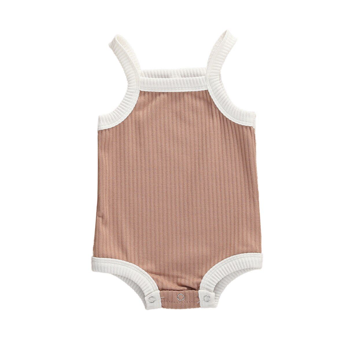 2020 Baby Summer Clothing 0-24M Newborn Infant Baby Girl Boy White Edge Rompers Sleeveless Cotton Jumpsuits Ribbed Solid Outfits