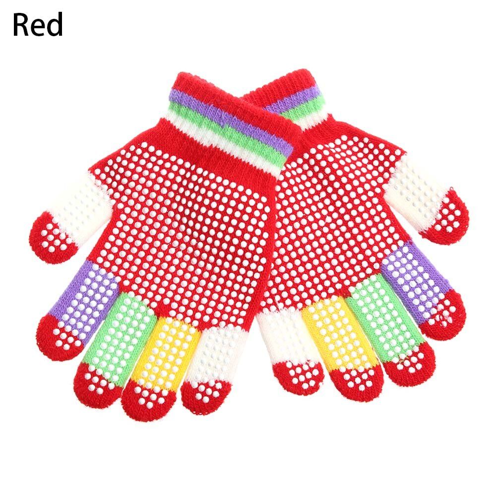 Children Gloves Student Magic Non-slip Rubber Winter Warm Stretch Gloves Boys Girls Sport Ski Cycling Fishing Slip Knit Gloves