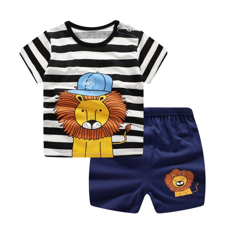 Causual Baby Boy Cartoon Clothes Pullover Green Short Sleeve T Shirt Baby Products Clothing Suit Baby Outfit Baby Girl Outfit