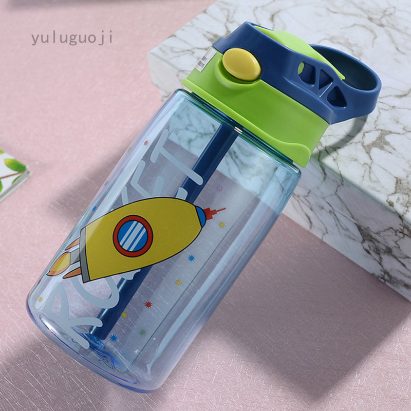 【BestGO】480ML Plastic Water Cup Straw Drink Transparent Cup Duckbill Cup Baby Drink Water Cup