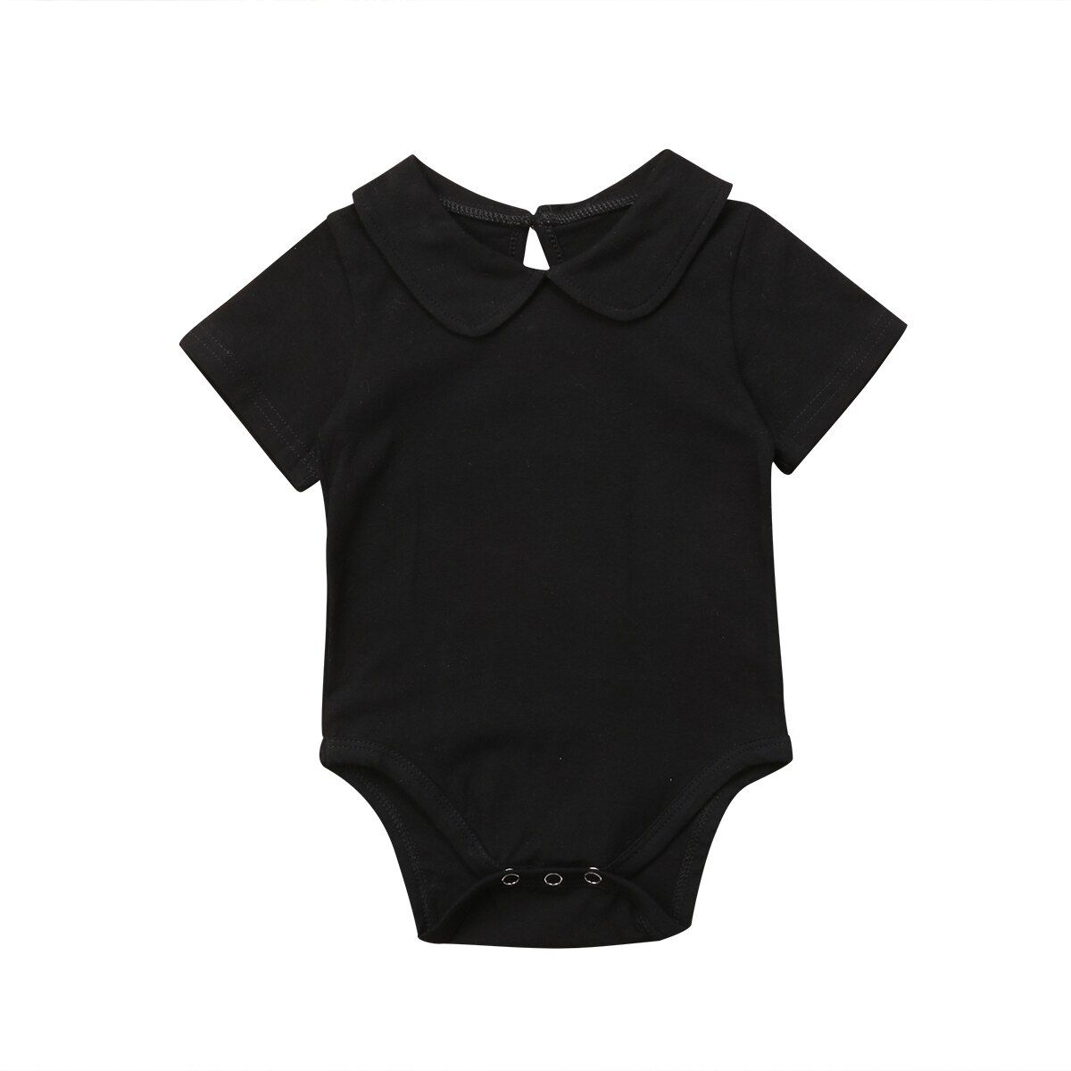 Newborn Infant Baby Girls Boys Casual Bodysuits 3 Colors Short Sleeve Peter Pan Collar Solid Cotton Jumpsuits Bodysuits 0-1Y