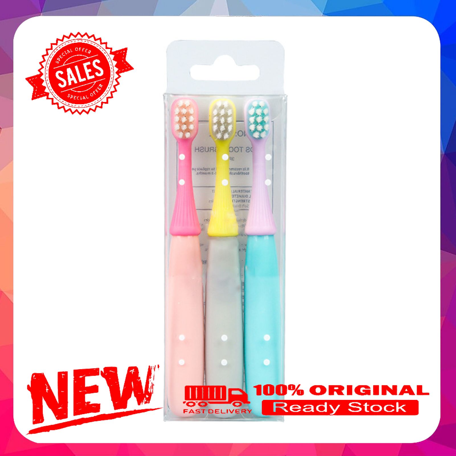 3Pcs Toothbrush Soft Safe Baby Care Handheld Teeth Stick for Home