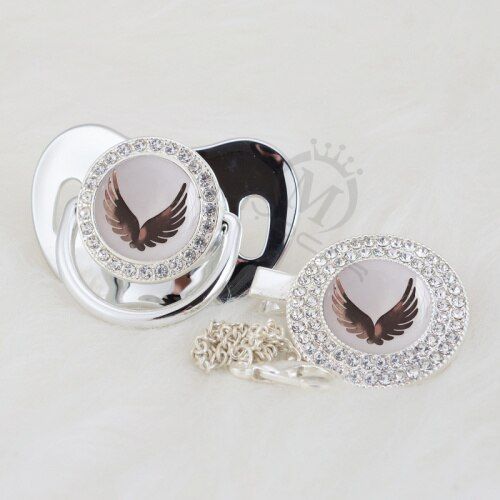MIYOCAR Gold elegant wing beautiful Gold bling pacifier and pacifier clip BPA free dummy bling BPA free GWG-1