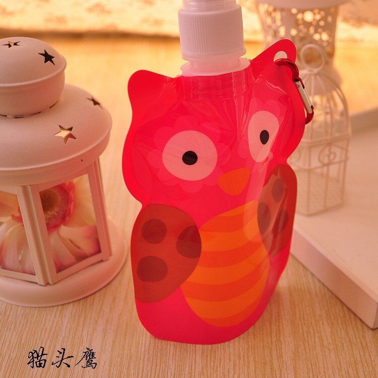 Hot New 1 Pc 360ml Eco Friendly Foldable Cartoon Baby Water Feeding Bag Cups Travel Drink Bottle Safe for Kids